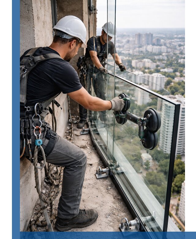 Монтаж стеклянных ограждений под ключ с гарантией в Малоярославце
