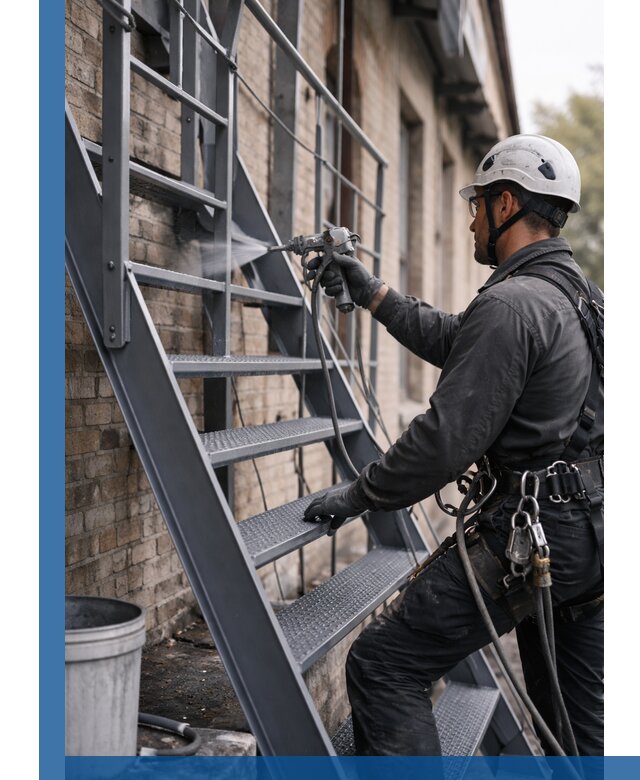 Покраска и антикоррозионная защита пожарных лестниц в Малоярославце