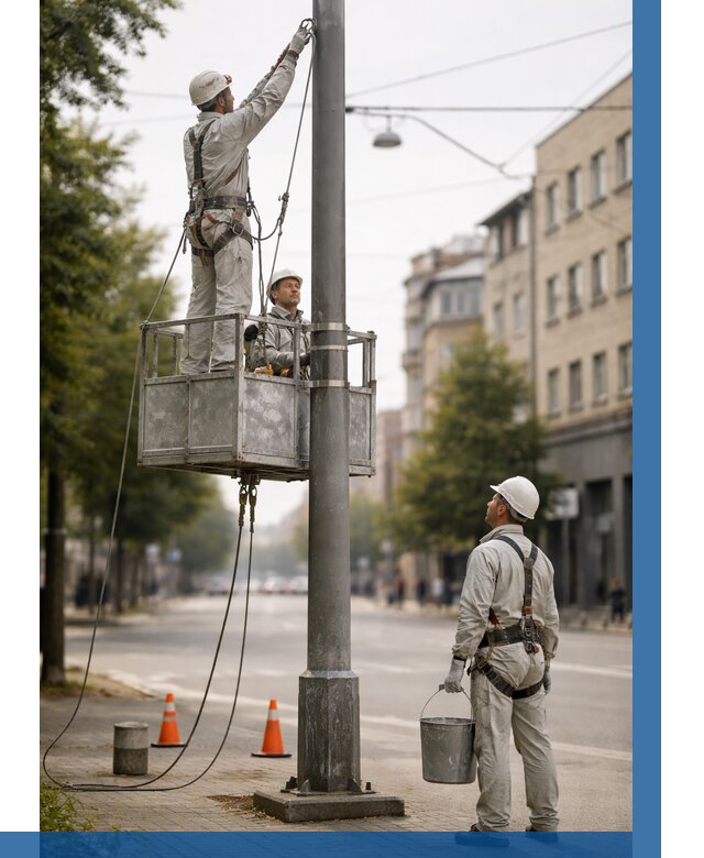 Покраска опор освещения в Малоярославце от 5171 р. | ВЫСОТНИК-Млр