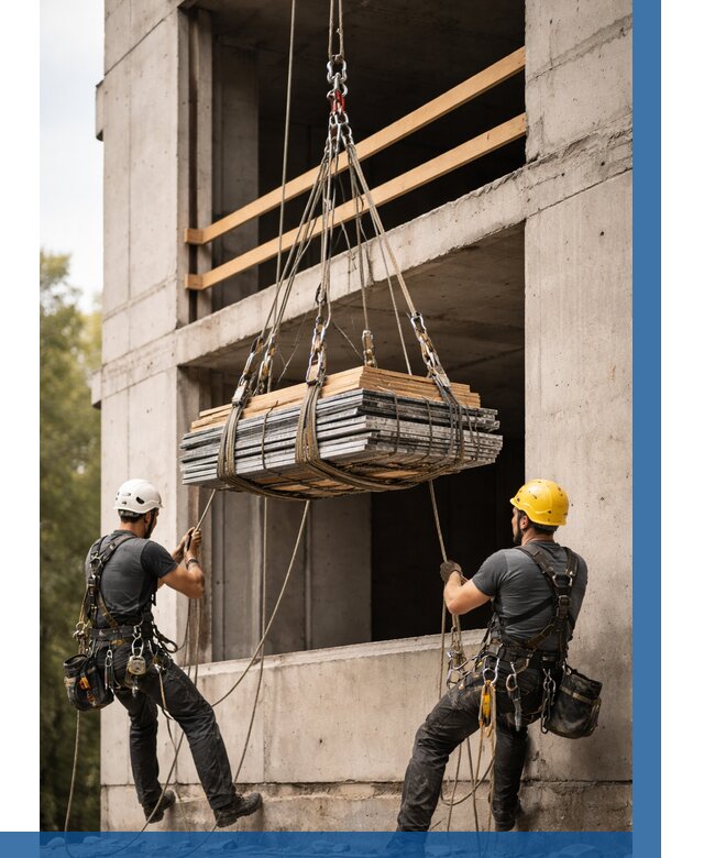 Подъем материала на этаж веревками в Малоярославце от 1551 р. | ВЫСОТНИК-Млр