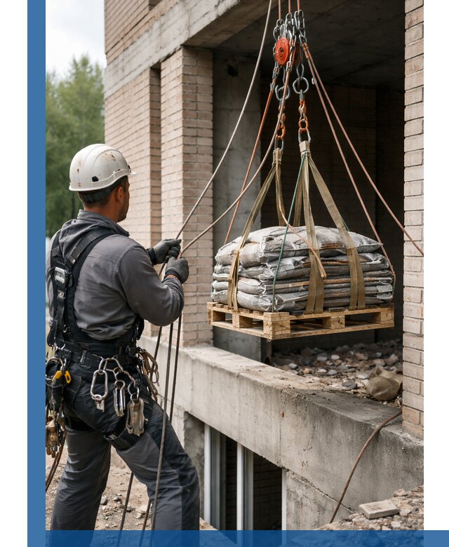 Подъем материалов на этаж веревками в Малоярославце оперативно