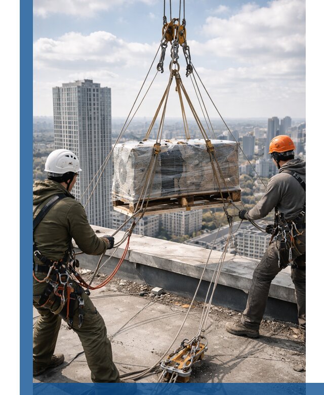 Подъем и монтаж крупногабаритных грузов на крышу в Малоярославце