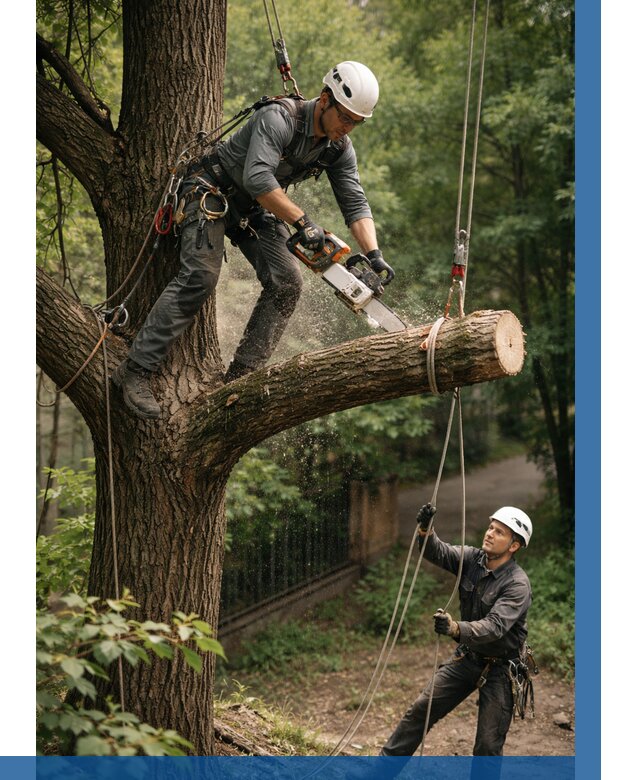 Спил деревьев альпинистами в Малоярославце от 8274 р. | ВЫСОТНИК-Млр