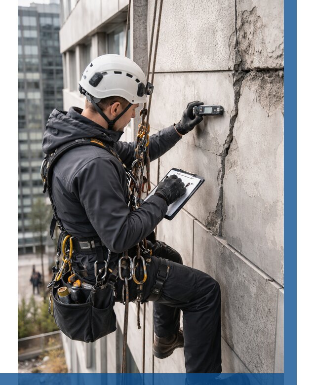 Обследование фасада альпинистами в Малоярославце от 124 р. | ВЫСОТНИК-Млр