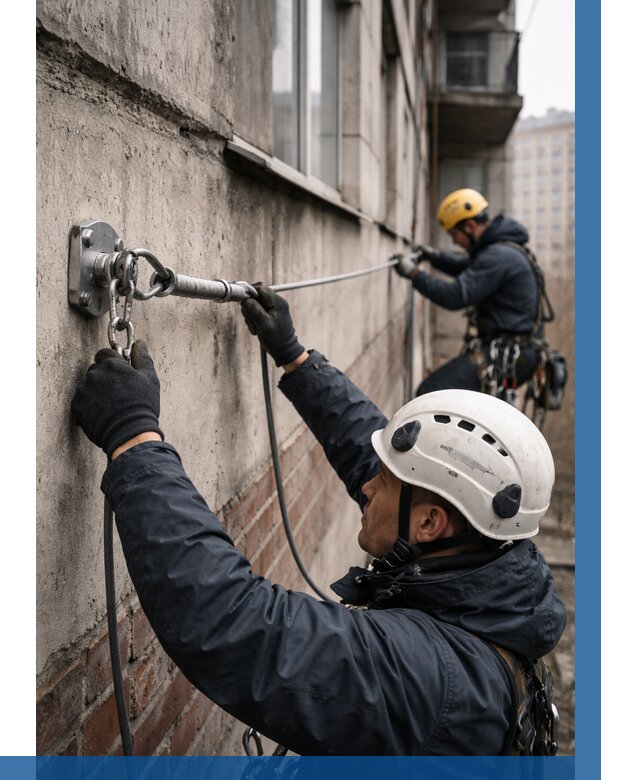 Монтаж анкерных линий в Малоярославце от 3103 р. | ВЫСОТНИК-Млр