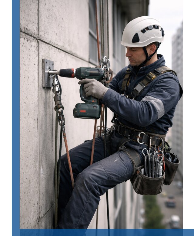 Установка анкерных точек для высотных работ в Малоярославце