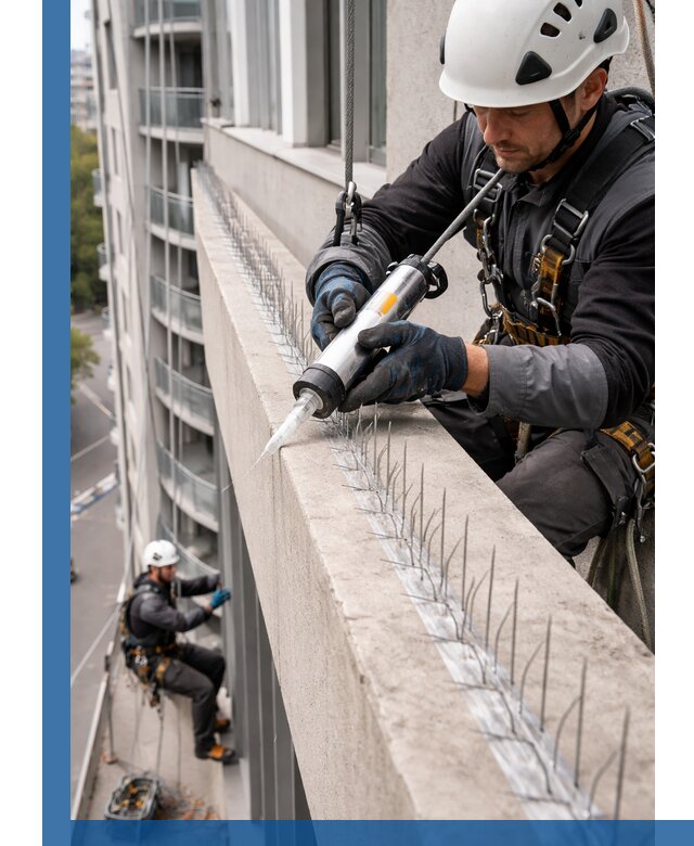 Установка шипов от птиц на фасадах и кровлях в Малоярославце